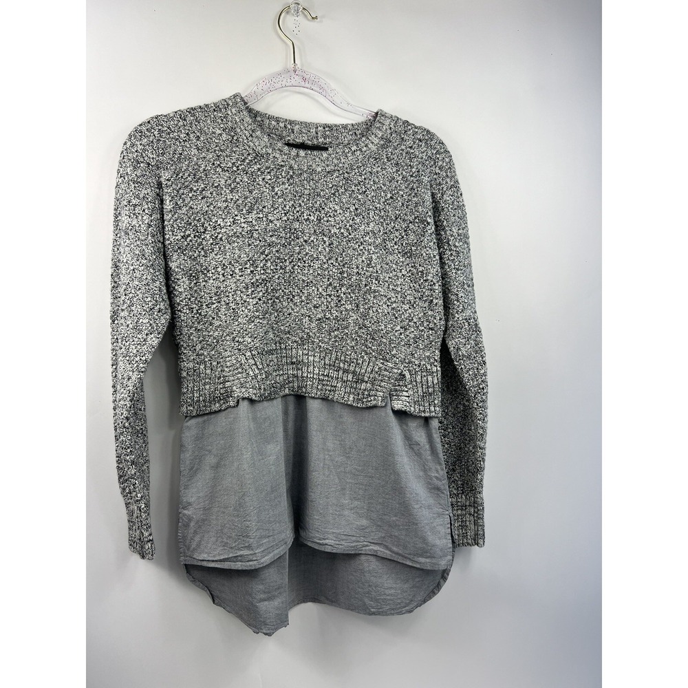 Banana Republic Crew Neck Sweater Top/False Shirt Bottom Women's Size S Gray